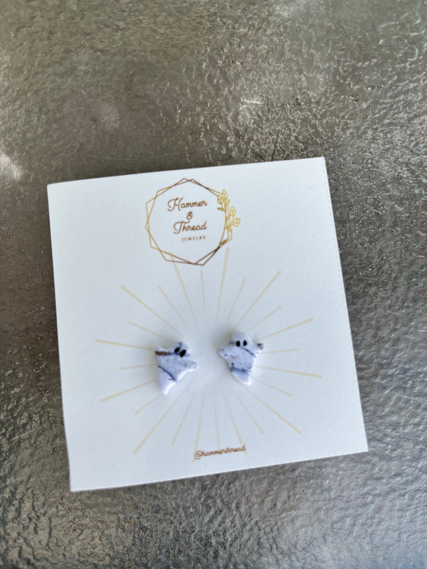 Friendly Marble Ghost Studs