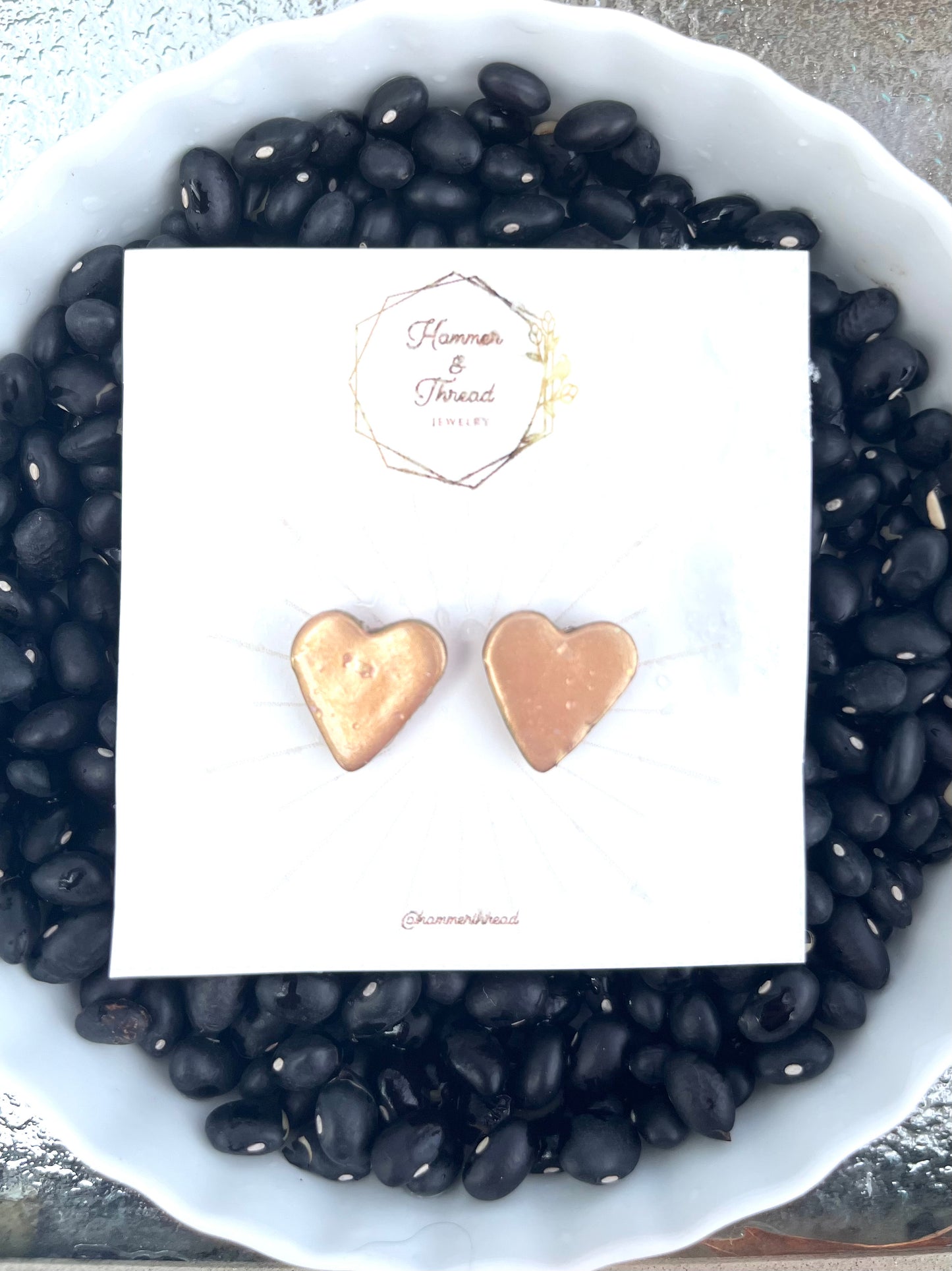 Rosy Golden Heart Studs
