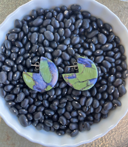 Green Marble Huggy Earrings