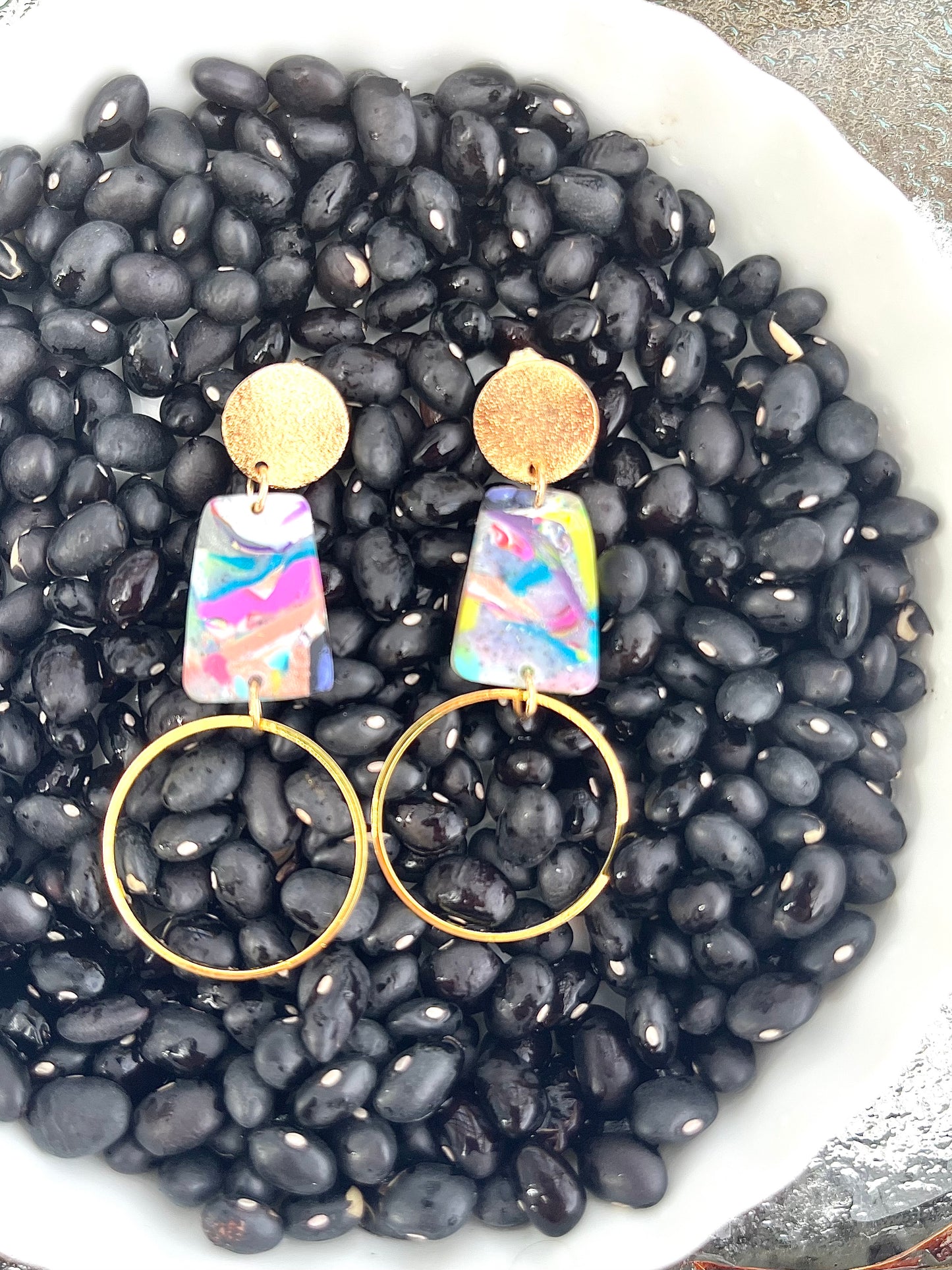 Technicolor Modern Geometric Dangle Earrings