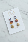 Geometric stud earring trio pack, handmade polymer clay — Hammer & Thread
