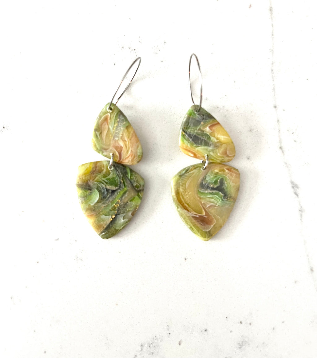 Green Swirl Pebble Dangles