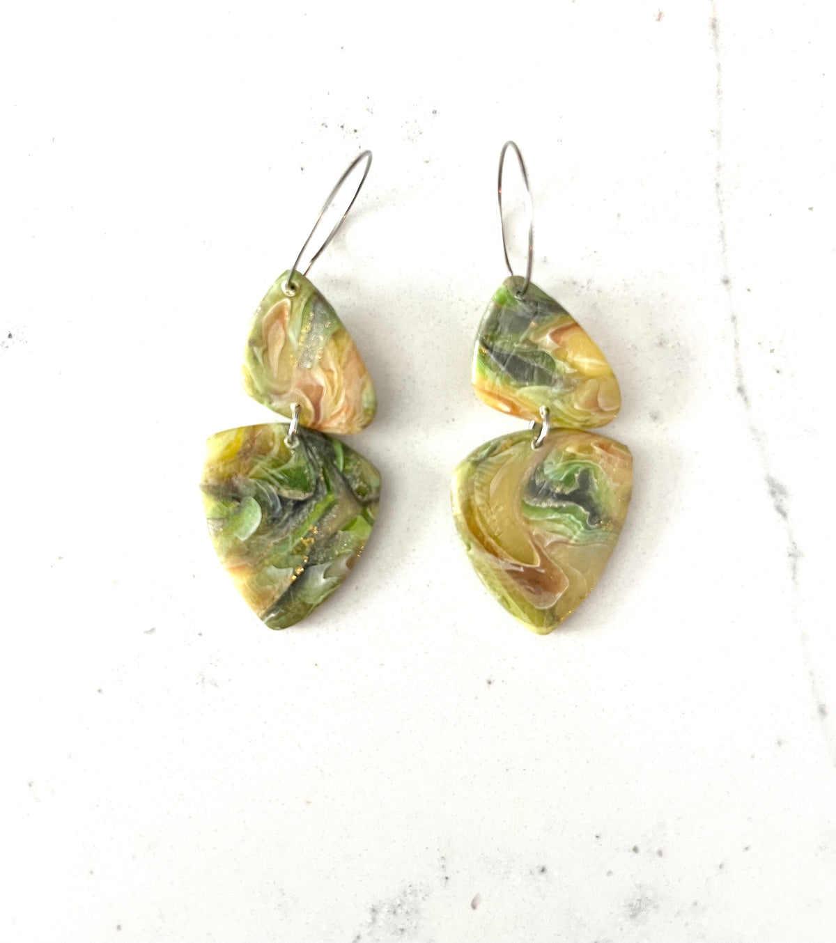 Green Swirl Pebble Dangles