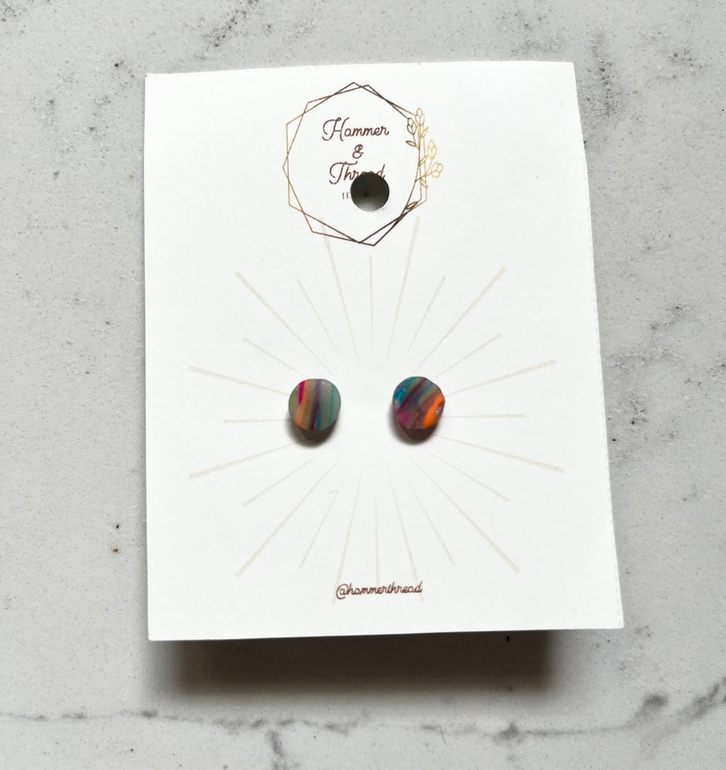 Micro Rainbow Circle Studs
