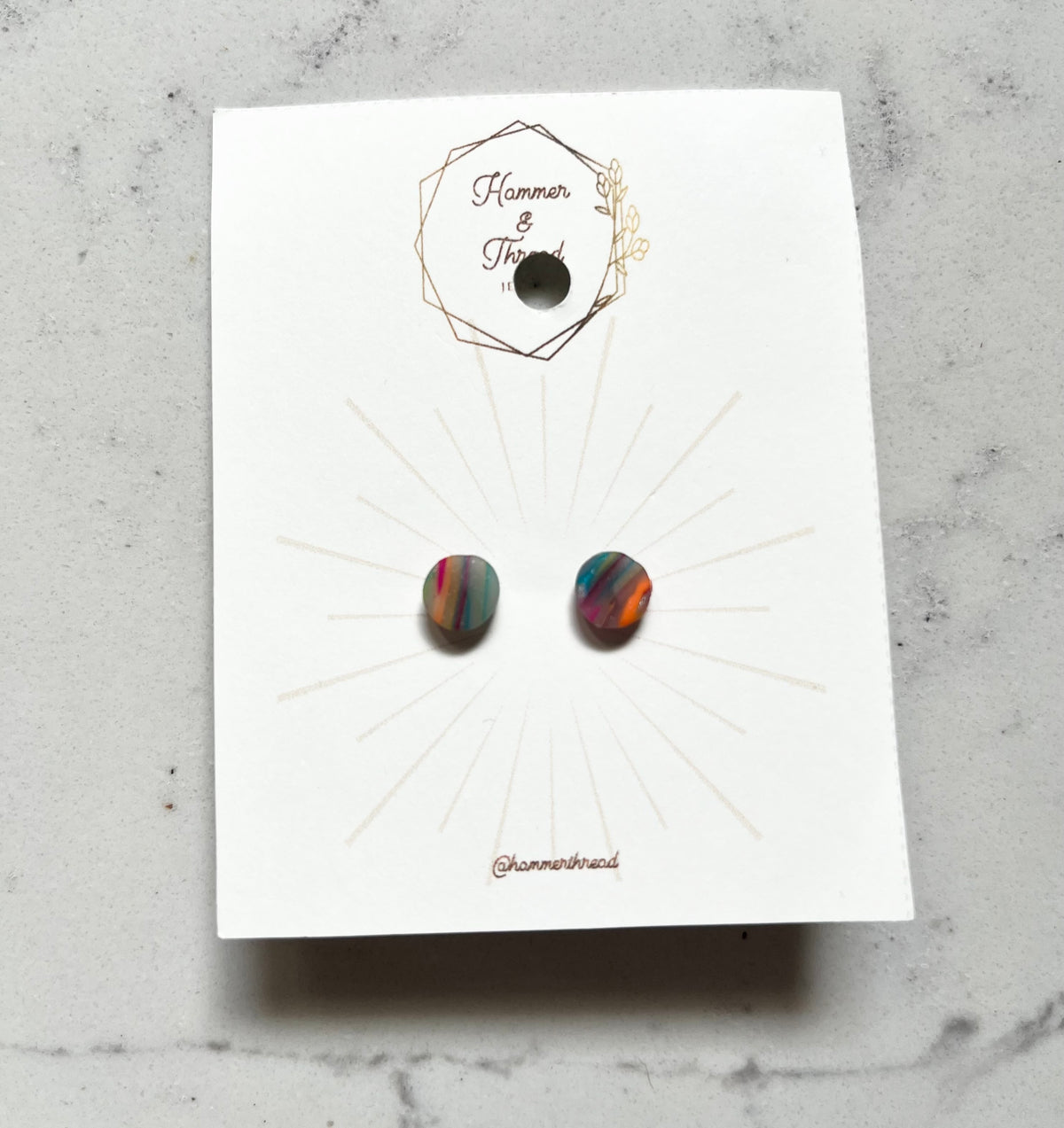 Micro Rainbow Circle Studs