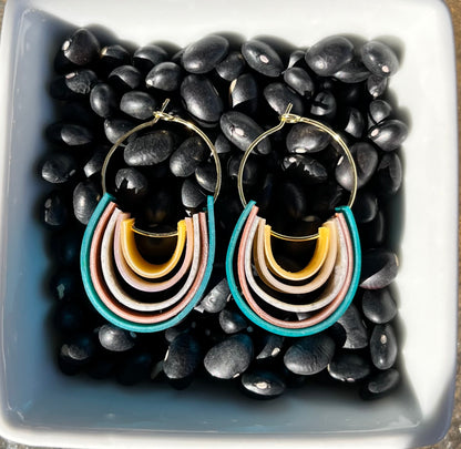 Teal Rainbow Hoop Earrings