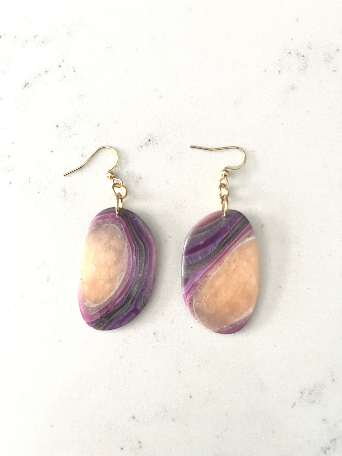 Purple Faux Agate Large Dangles