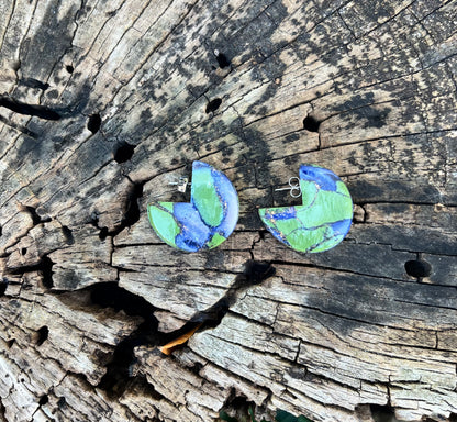 Green Marble Huggy Earrings