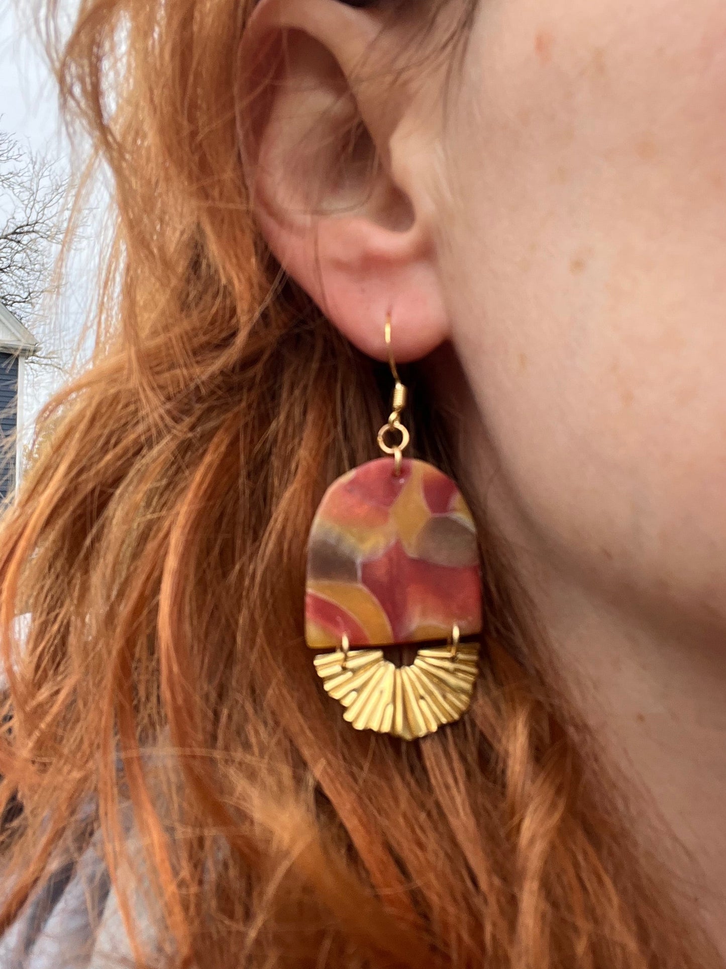 Autumn Mosaic Sunburst Dangle Earrings