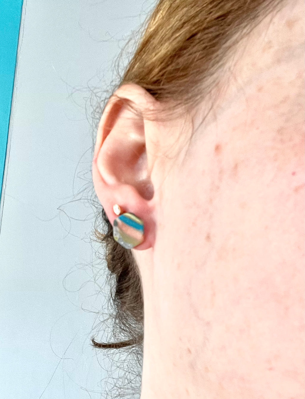 Stripy Hexagon Studs