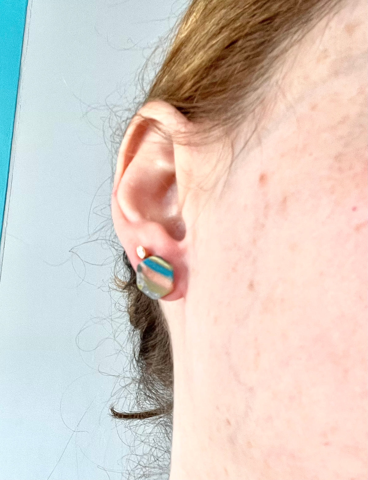 Stripy Hexagon Studs