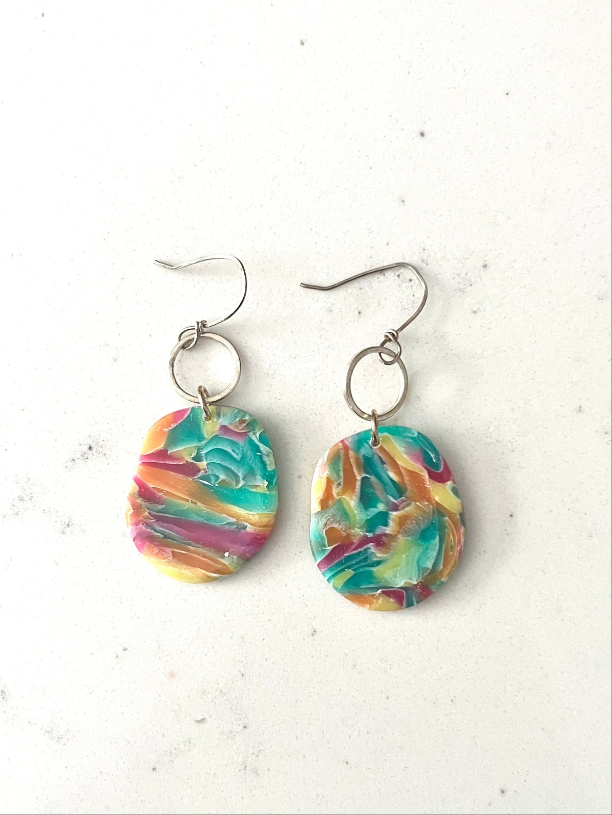 Confetti Medium Pebble and Circle Dangle Earrings