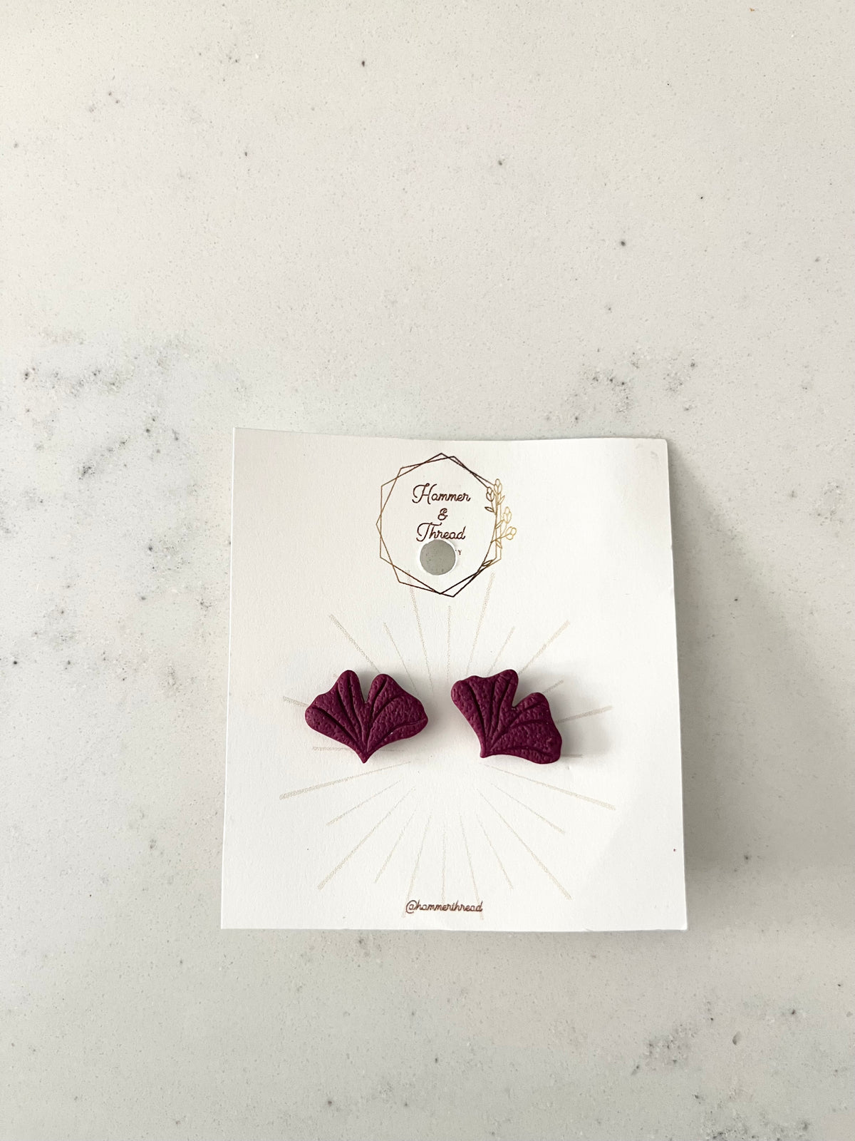 Magenta Gingko Leaf Studs