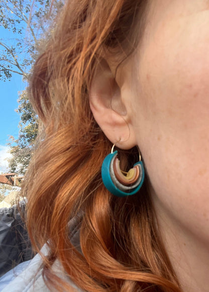 Teal Rainbow Hoop Earrings