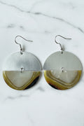 Earthy agate sterling silver semi circle dangle earrings, handmade polymer clay — Hammer & Thread