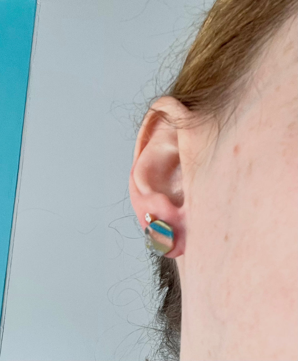 Stripy Hexagon Studs