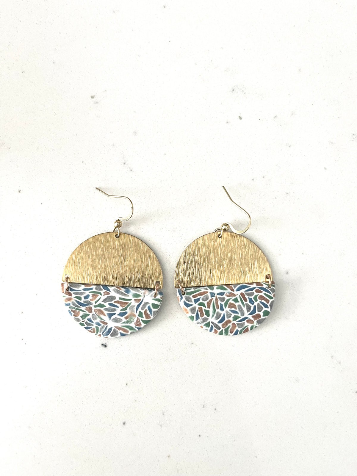 Mosaic and Brass Semi-Circle Dangles