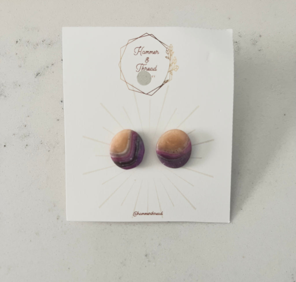 Purple Faux Agate Studs