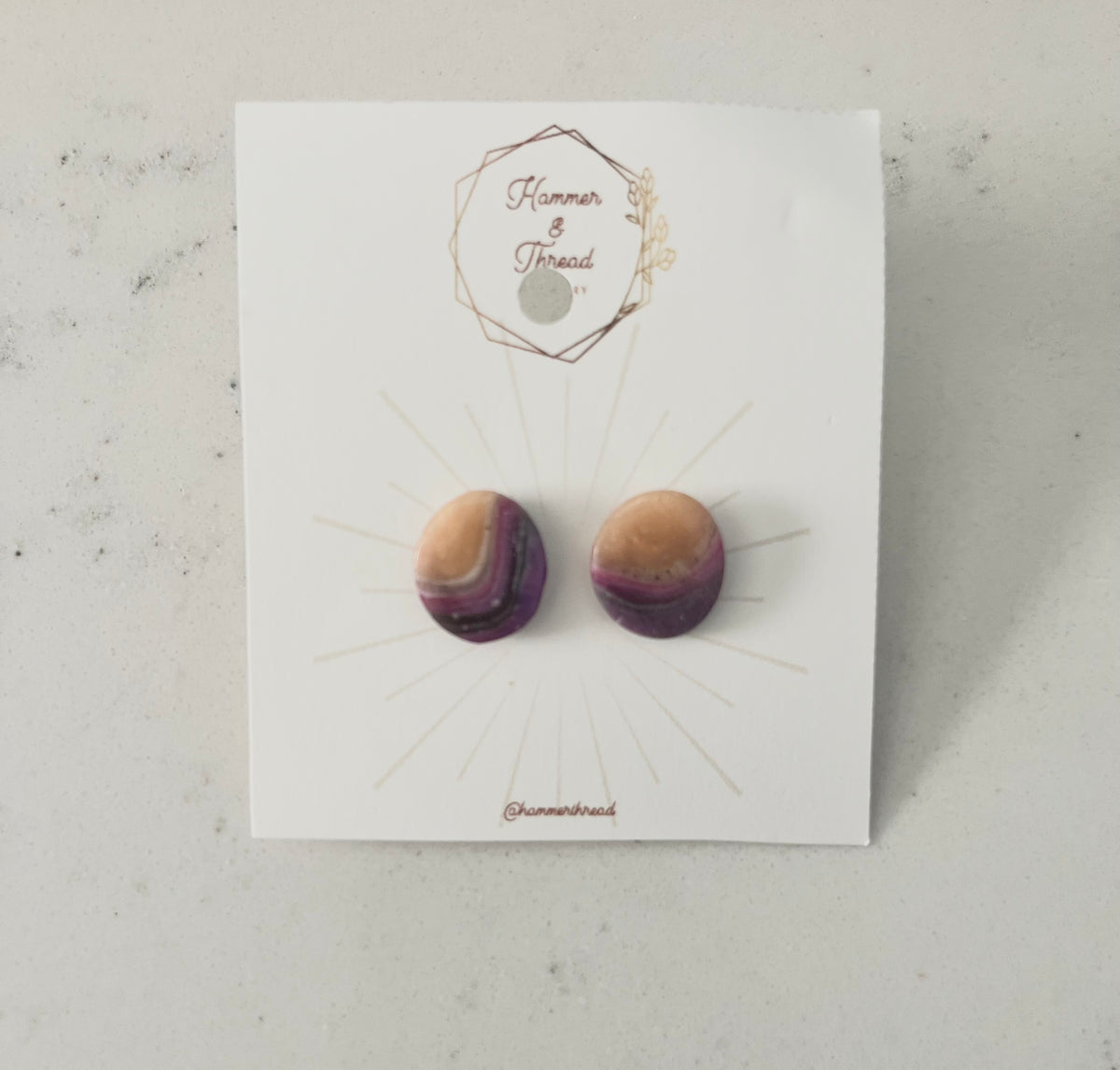 Purple Faux Agate Studs