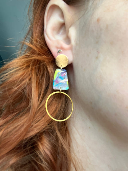 Technicolor Modern Geometric Dangle Earrings