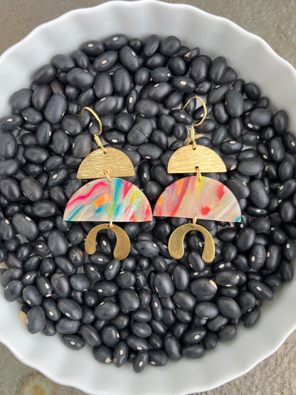 Geometric Tiered Semi Circle Dangle Earrings