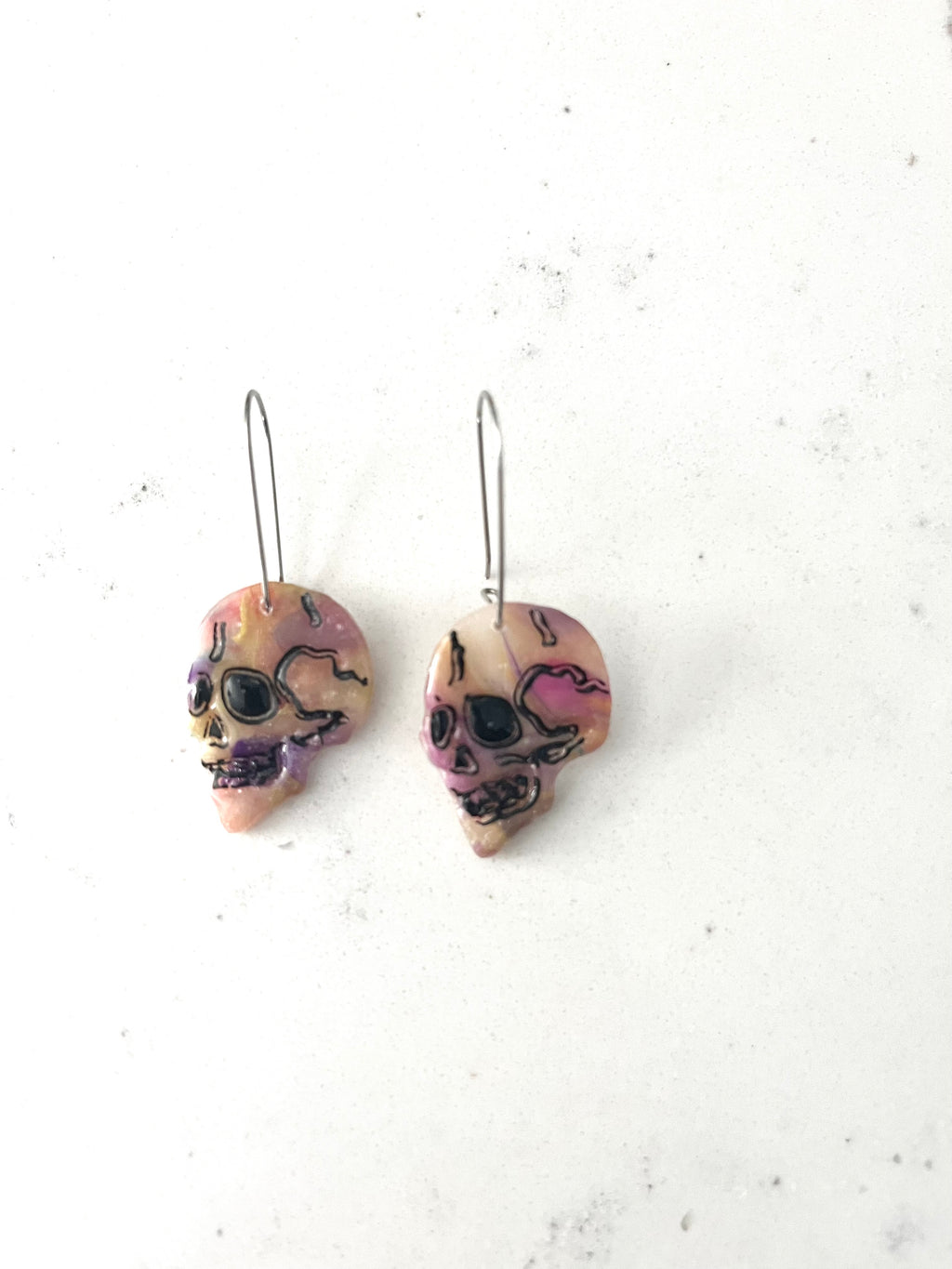Rainbow Spooky Skull Earrings