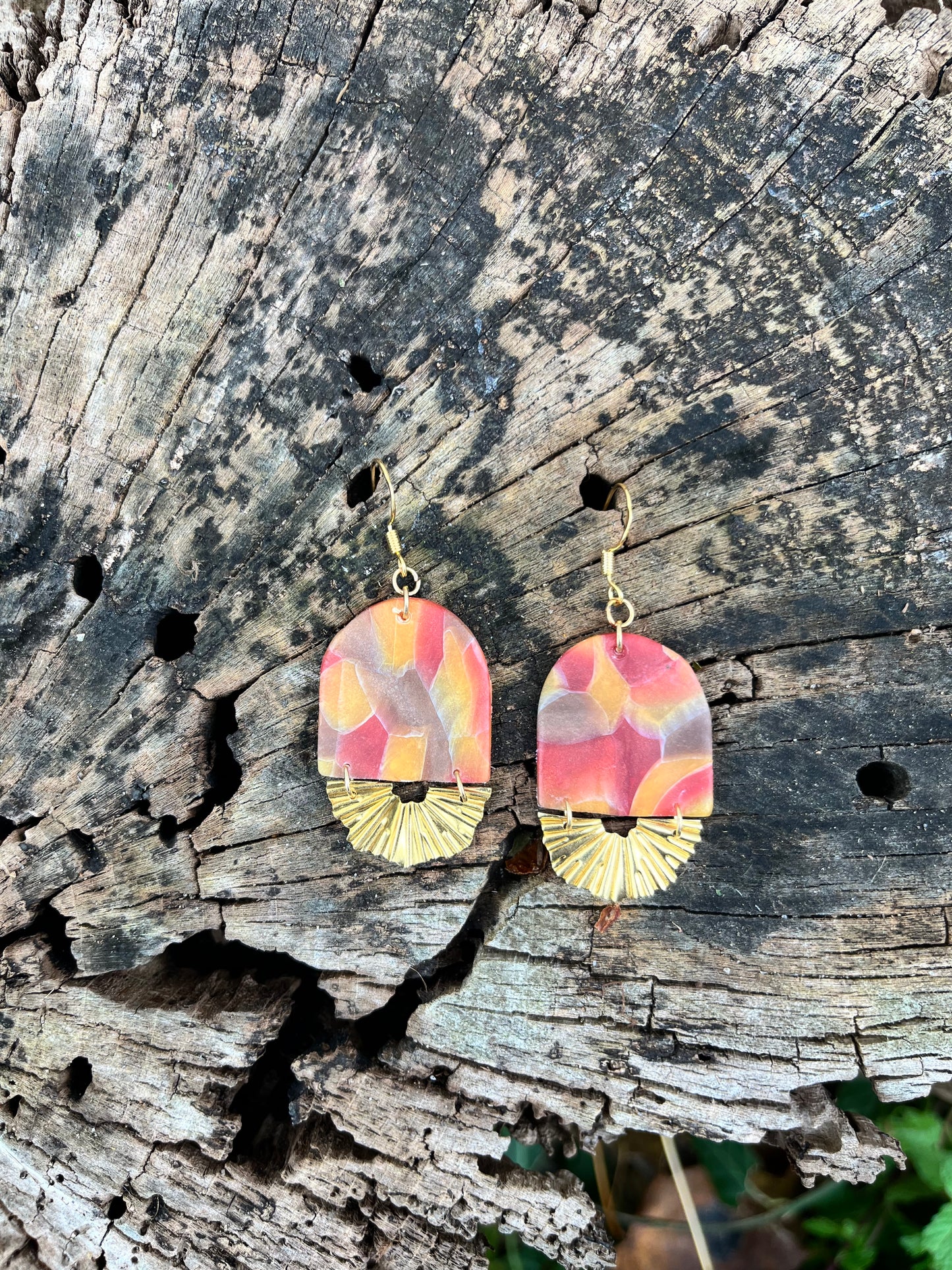 Autumn Mosaic Sunburst Dangle Earrings