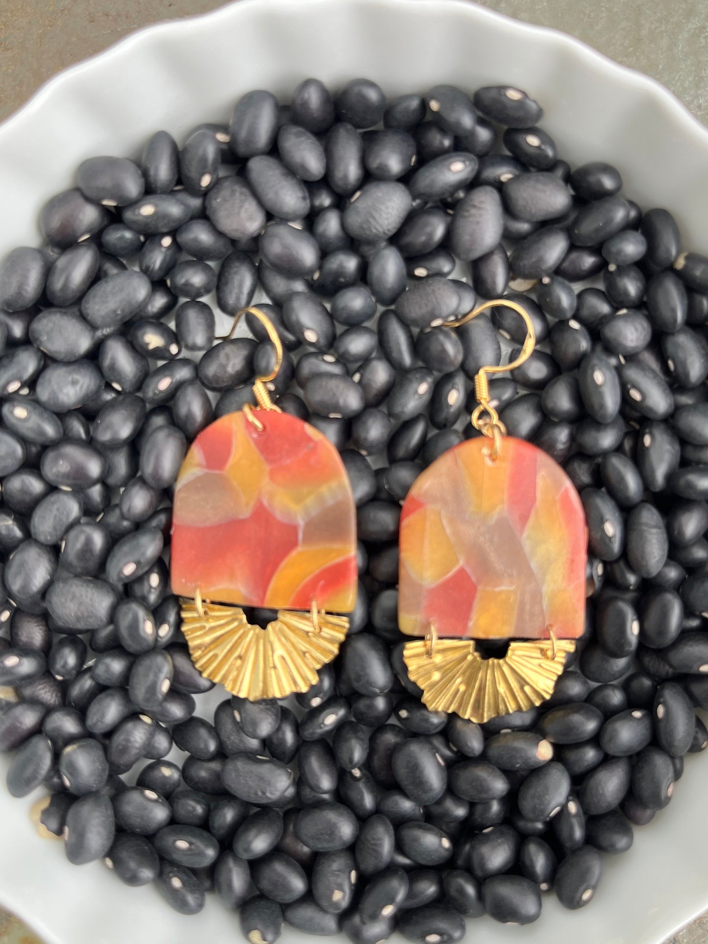 Autumn Mosaic Sunburst Dangle Earrings