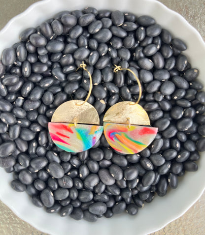 Rainbow Semi Circle Dangle Earrings