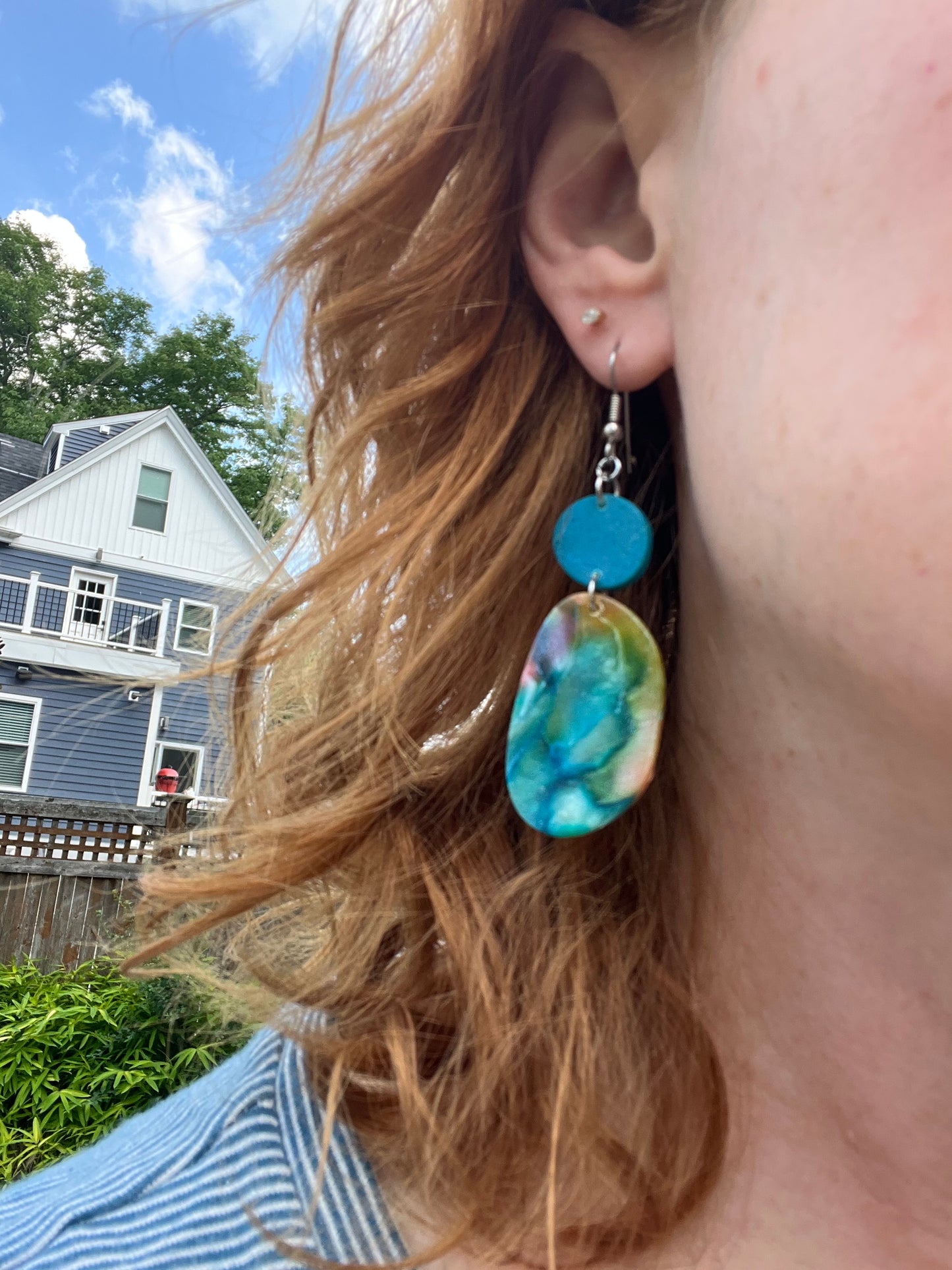 Watercolor Pebble Drop Dangles