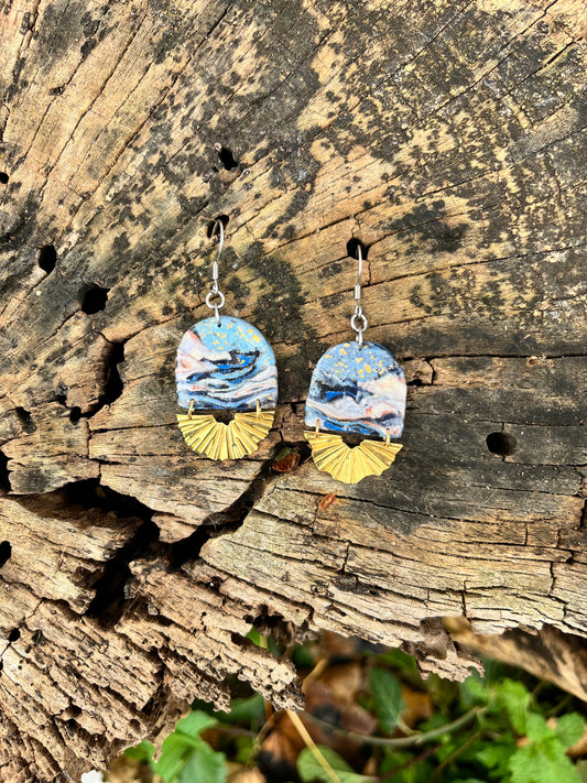 Seascape Sunburst Dangle Earrings