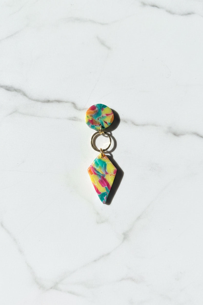 Confetti Marble and Brass Circle Dangles