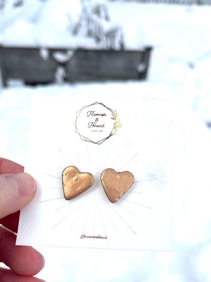 Rosy Golden Heart Studs