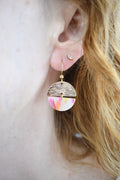 Mini Rainbow & Brass Semi-Circle Dangle Earrings