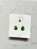 Green Marble Tear Drop Studs