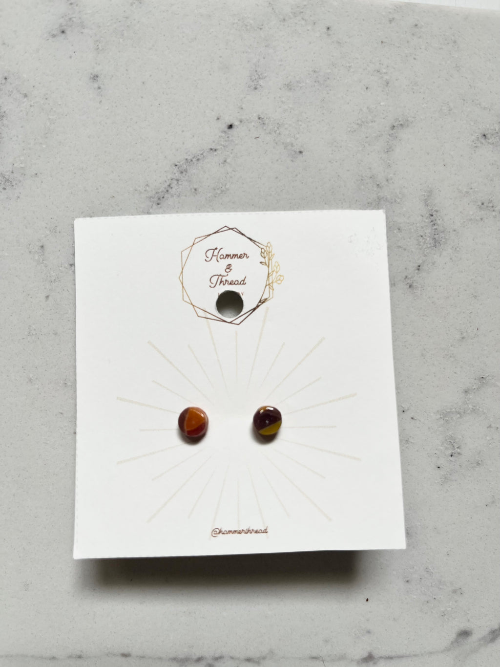 Micro Autumn Mosaic Circle Studs