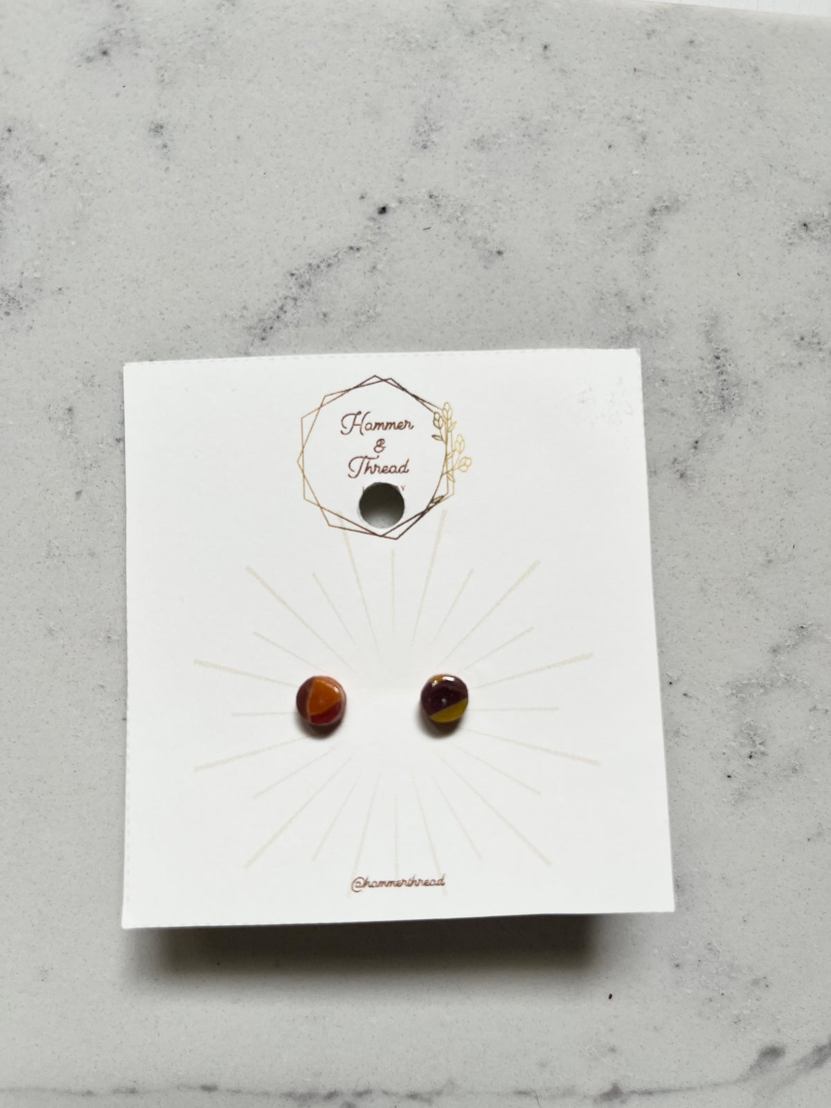 Micro Autumn Mosaic Circle Studs