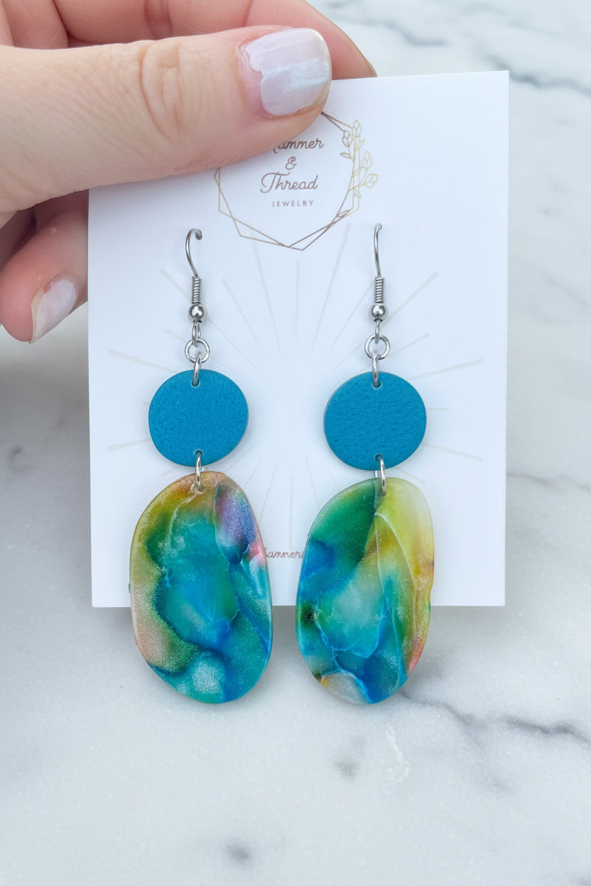 Watercolor Pebble Drop Dangles