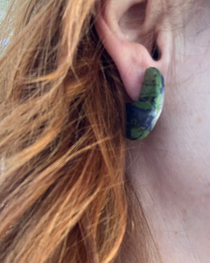 Green Marble Huggy Earrings