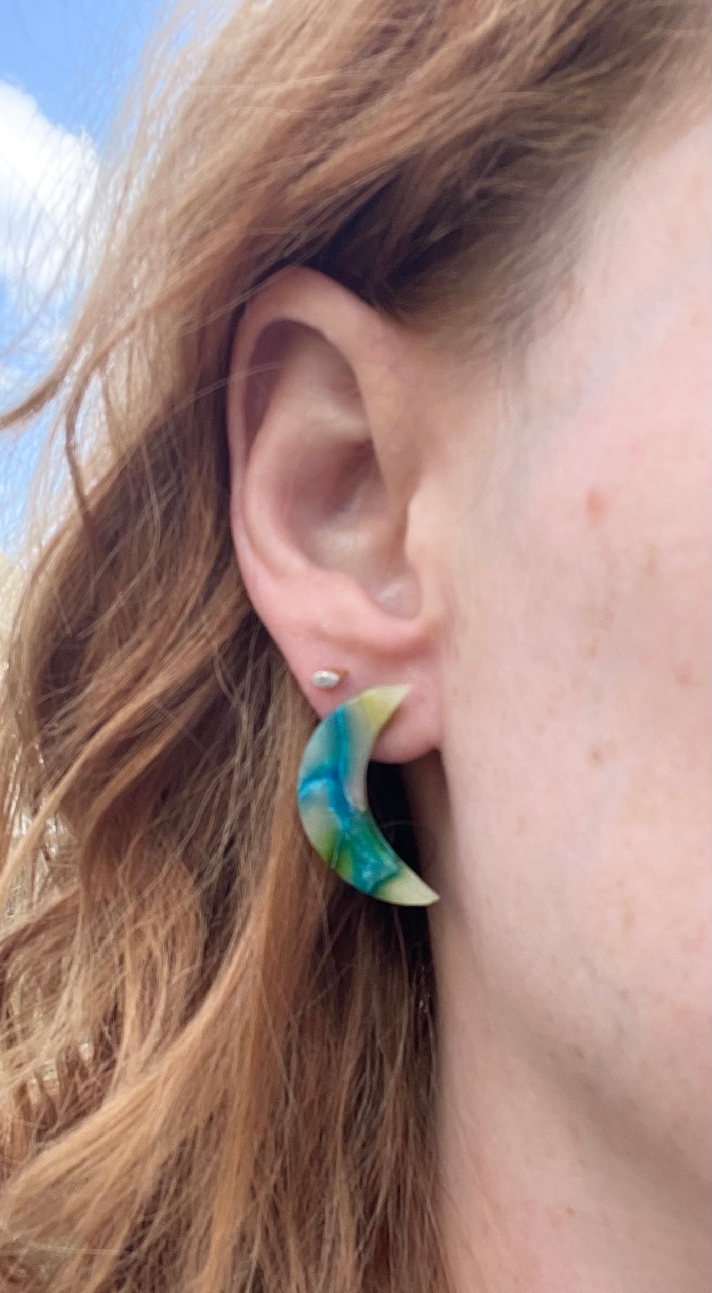 Watercolor Moon Studs
