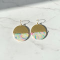 Matte Rainbow & Brass Semi-Circle Dangles