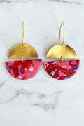 Red & Purple Marble Semi Circle Dangles
