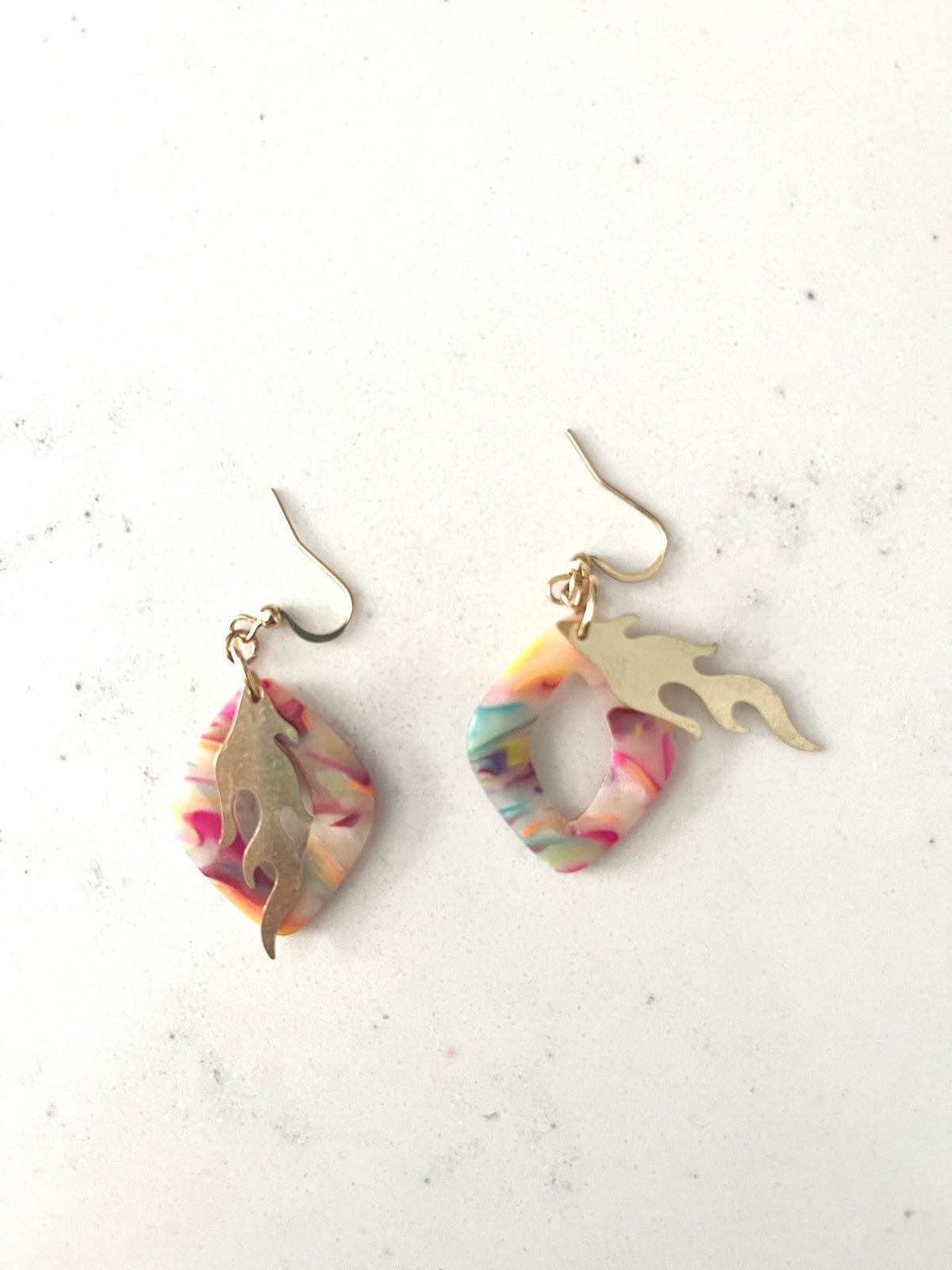 Rainbow Flame Dangle Earrings