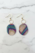 Magenta Faux Agate and Stainless Steel Circle Dangles