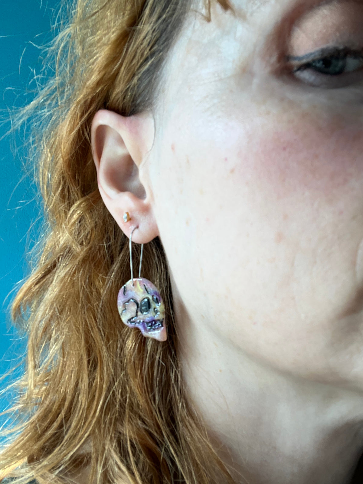Rainbow Spooky Skull Earrings