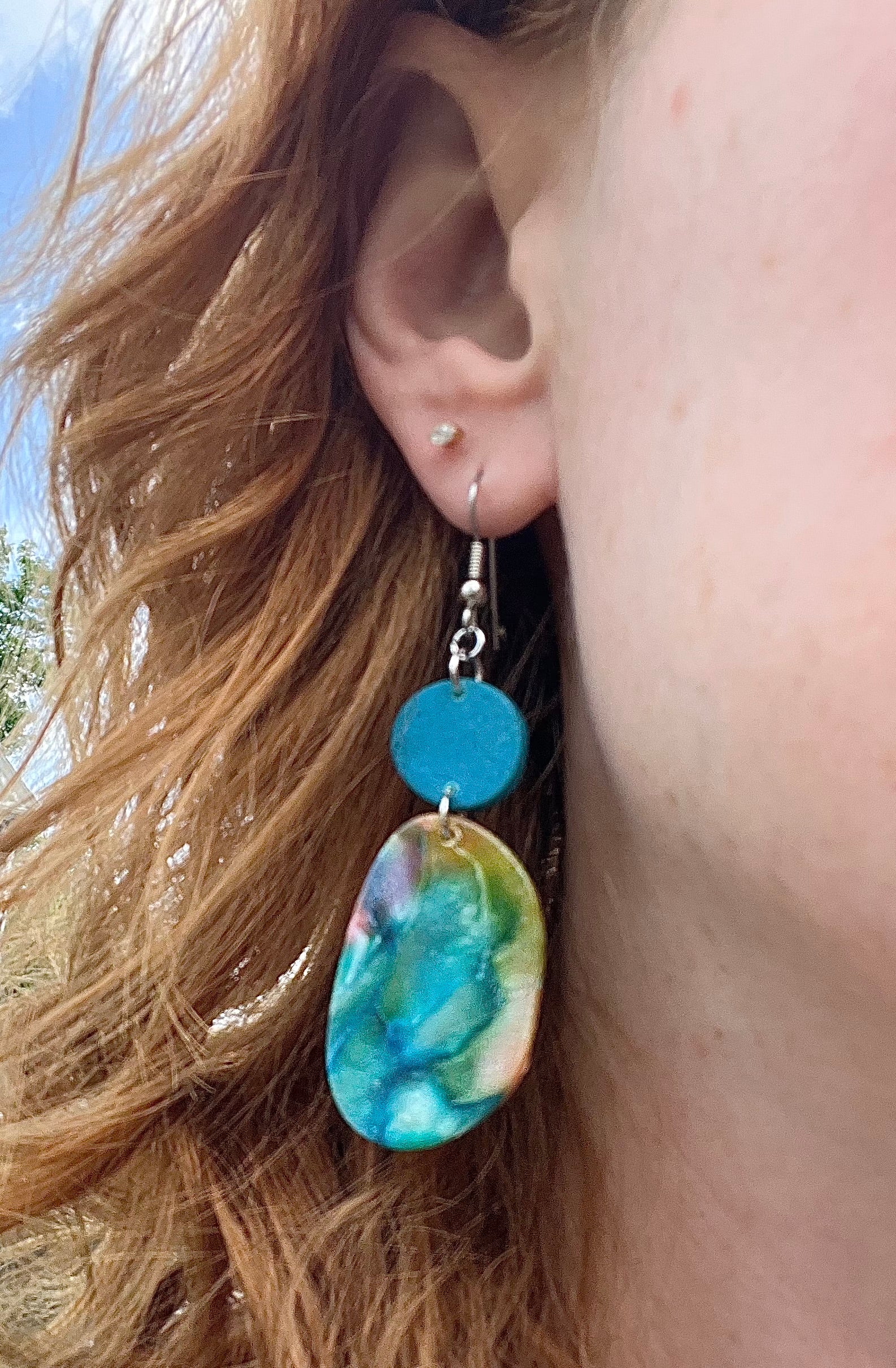 Watercolor Pebble Drop Dangles