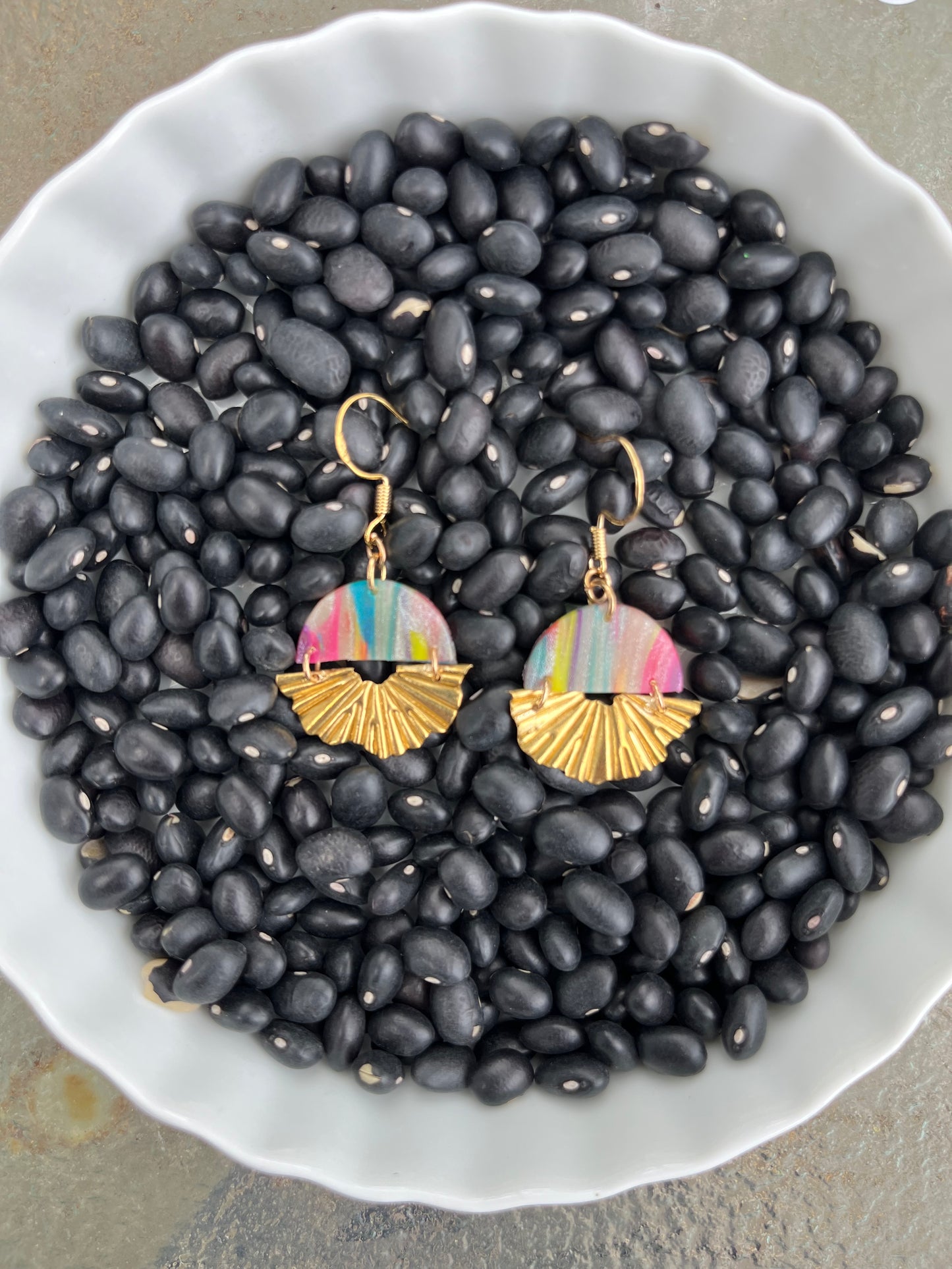 Small Rainbow Sunburst Dangle Earrings