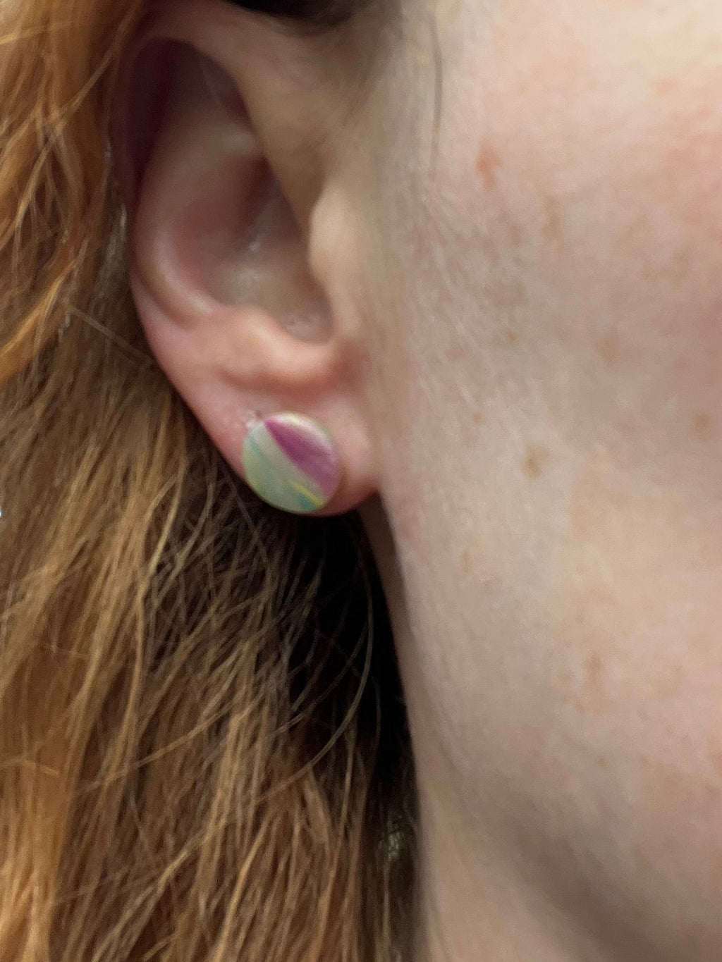 Matte Rainbow Circle & Magenta Heart Stud Earring Pack
