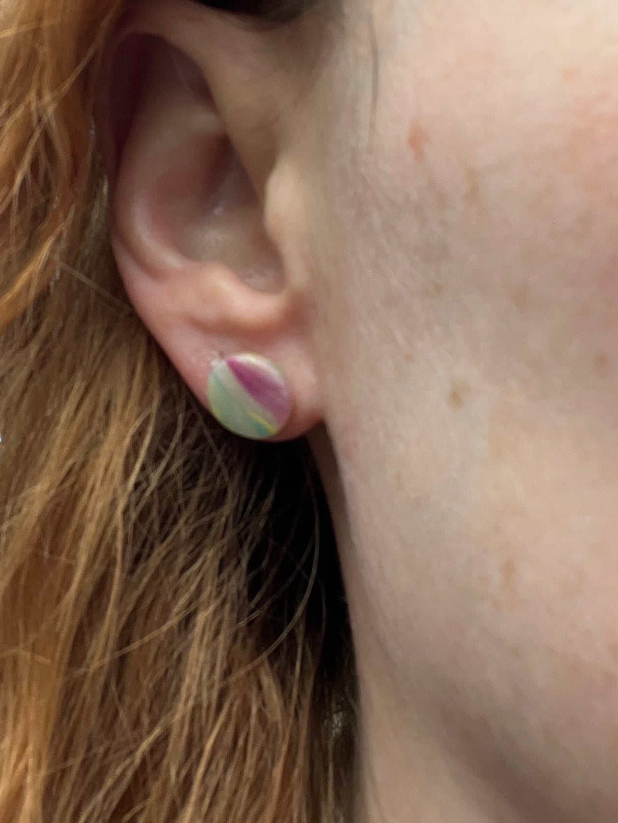 Matte Rainbow Circle & Magenta Heart Stud Earring Pack