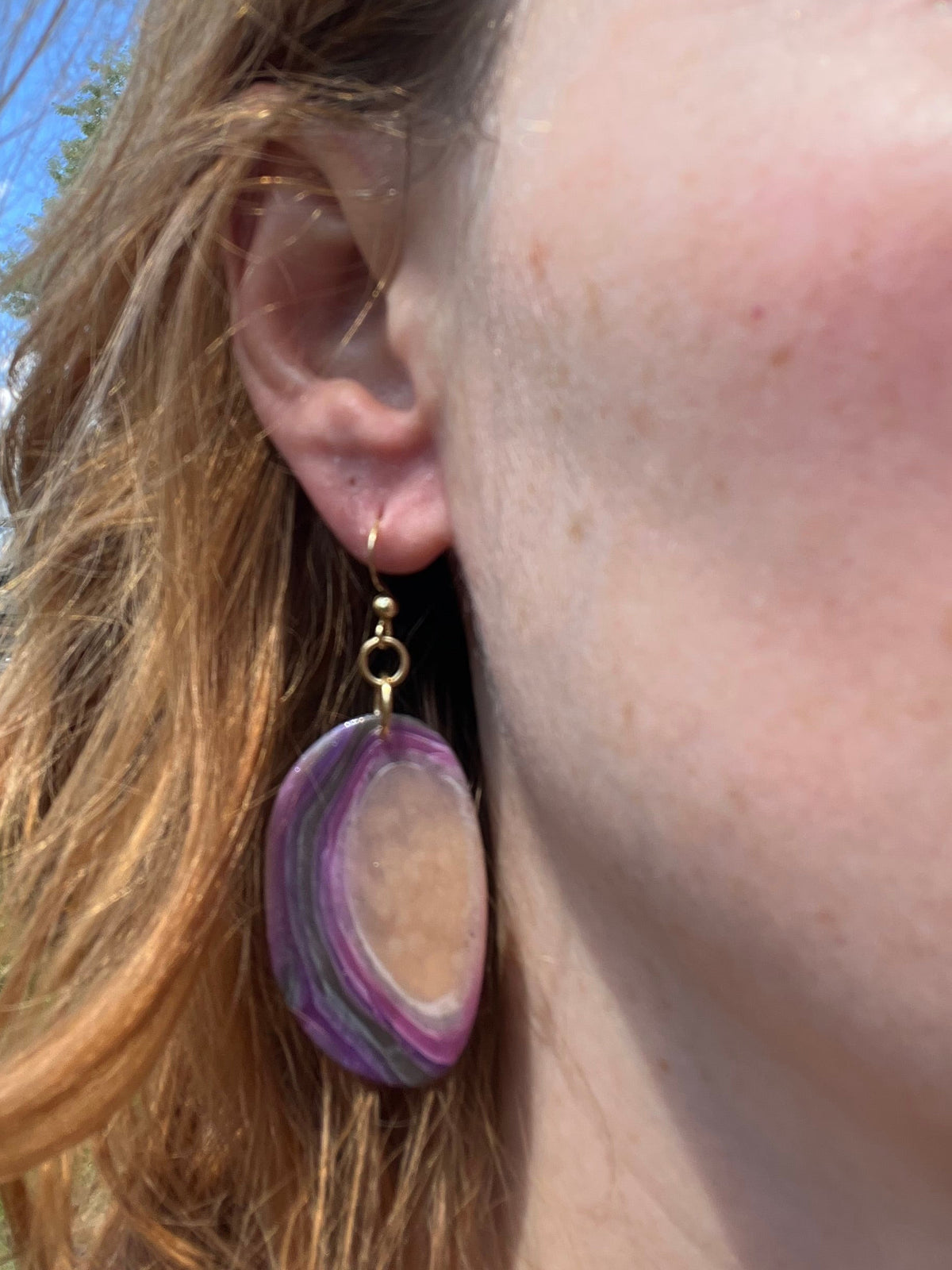 Purple Faux Agate Large Dangles